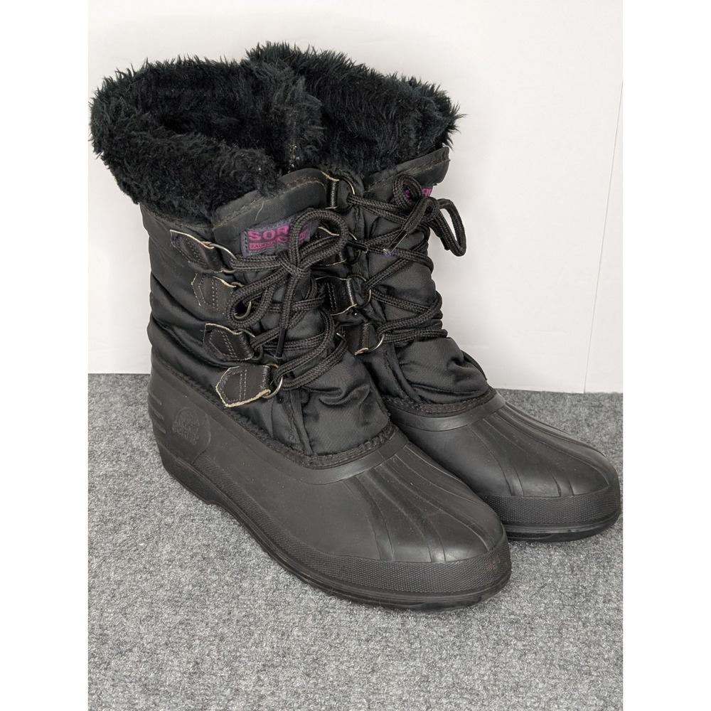 VTG Sorel Kaufman Insulated Winter Snow Boots Sz 8 Womens Lace Up Faux Fur Trim